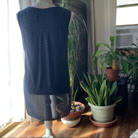 STYLUS Women’s Sleeveless Polka Dot Striped Casual Tank Top Navy Gray Size Small - Picture 3 of 6